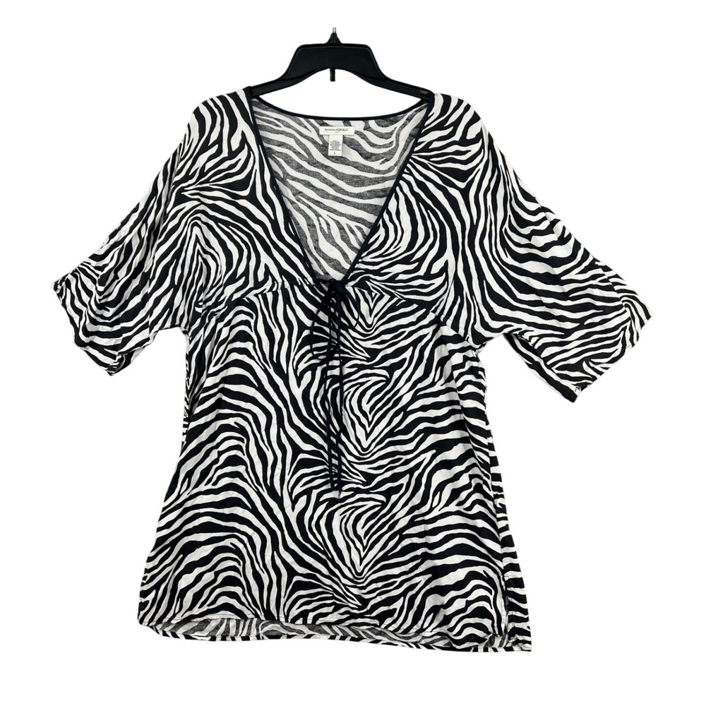 Banana Republic Babydoll Zebra Print Dress‎ Beach Cover Up Size L Y2K Vacation